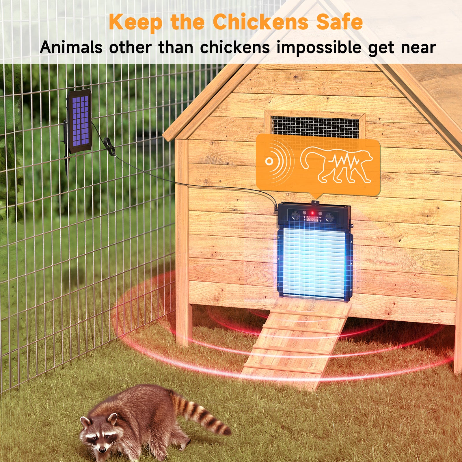 Automatic Chicken Coop Door Solar Powered, LCD Display Chicken Door with Timer & Light Sensor, 4 Modes Auto Chicken Door Solar with Remote Control, Anti-Pinch & Weather Proof Coop Door (Black)